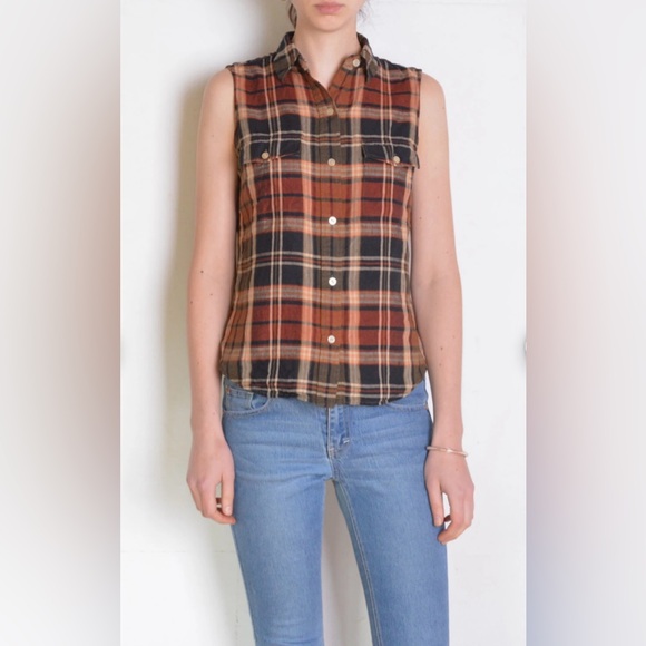 Ralph Lauren Plaid Linen Blouse Size PP - Picture 1 of 3